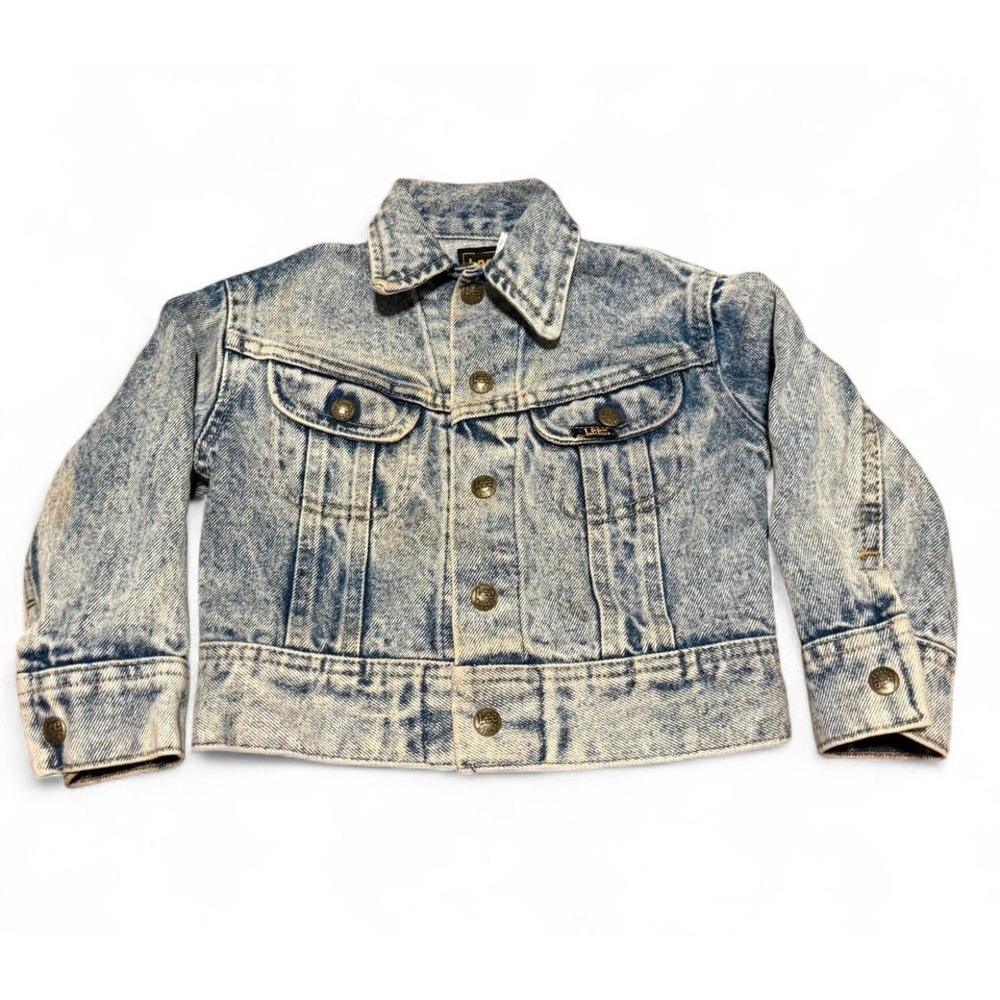 Vintage Lee Riders Boys Size 4 Acid Wash Denim Jean Jacket Made USA 80s 90s